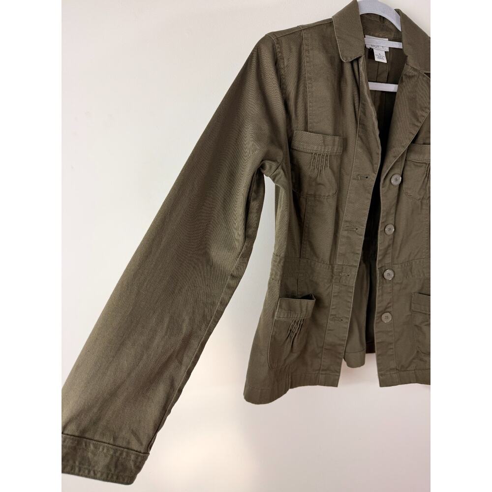 Ann Taylor LOFT Utility Jacket Size 6 Olive Cotton Military Style Blazer Spring - Picture 6 of 10